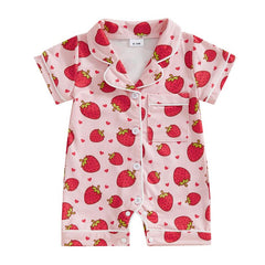 Infant Summer Pajamas for Newborns - Button Down Romper Sleepwear for Boys and Girls