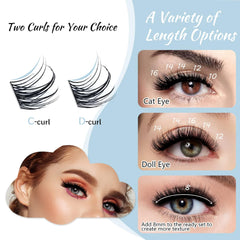 Lash Clusters 84 Pcs Cluster Lashes Eyelash Clusters DIY Cluster Eyelash Extensions Individual Lashes Soft and Comfortable (Cloudy,C-14Mm)