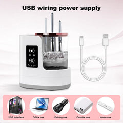 3-In-1 Electric Makeup Brush Cleaner & Dryer: Fast, Hands-Free Cleaning + Drying for All Brush Sizes with USB Portability