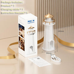 Lighthouse Ambient Lamp with Bluetooth Speaker, Support Wireless Phone Charging, Music Playing and with Moon Projection, Multi-Color Dimmable Night Light Unique Gift for Bedroom & Home Décor