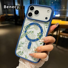 Magnetic Soft Case for Iphone 17 Pro Max 17 Air Non-Yellowing Drop Protection Transparent Acrylic Forest Full of Stars Pattern Shockproof Silicone Cover Supports Wireless Charging