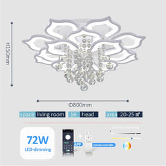 Modern Ceiling Light,Crystal Flush Mount LED Chandelier Ceiling Flower Lamp with Remote Control for Living Room,Bedroom,Hall,Dining Room,Etc.31.5″/72W/16 Heads…