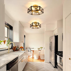 Kitchen Ceiling Light Fixtures - 3-Light Black Gold Ceiling Light Fixtures for H