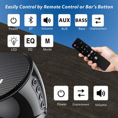 2.1Ch Small Sound Bar for TV, 60W Bluetooth Soundbar with Subwoofer & Remote Control, 5 EQ Modes, HDMI Arc/Optical/Aux/Usb, Home Theater Surround Sound System, 16.5 Inch