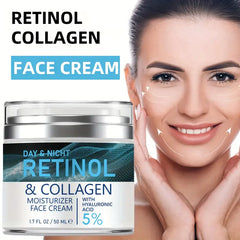 Day and Night Retinol & Collagen Moisturizer Face Cream W Hyaluronic Acid 1.7Oz