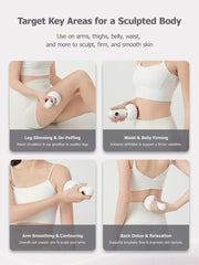 Handheld Body Massager for Legs, Arms & Belly – Portable Relaxation Tool with Heat & Vibration, Home Spa Self-Care Device for Soothing Tired Muscles, Smooth Skin, White Gift Option