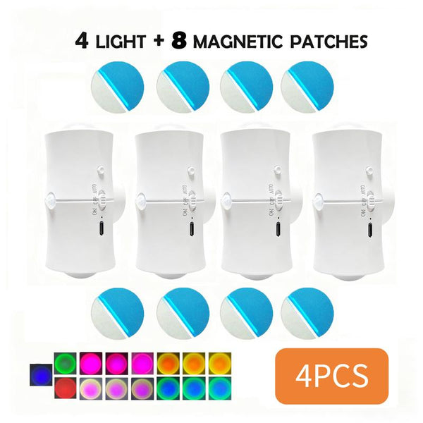 Smart RGB Motion Sensor Night Light, Magnetic LED Wall Sconce, USB Rechargeable Dimmable Ambient Lighting for Bedroom, Hallway, Stairs, Wardrobe, Entryway Home Decor