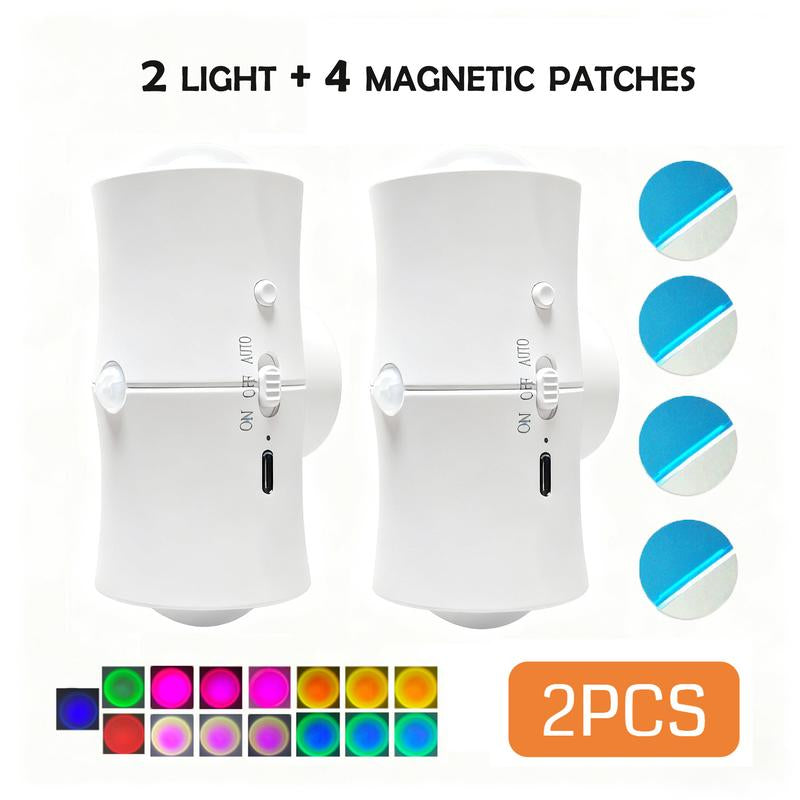 Smart RGB Motion Sensor Night Light, Magnetic LED Wall Sconce, USB Rechargeable Dimmable Ambient Lighting for Bedroom, Hallway, Stairs, Wardrobe, Entryway Home Decor