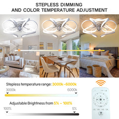 Acrylic Modern Smart Light Flush Mount Indoor, Outdoor Ceiling Fan with Remote Control