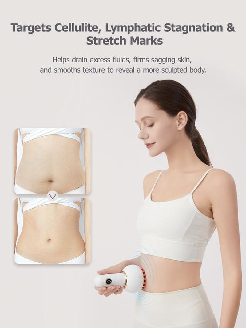 Handheld Body Massager for Legs, Arms & Belly – Portable Relaxation Tool with Heat & Vibration, Home Spa Self-Care Device for Soothing Tired Muscles, Smooth Skin, White Gift Option