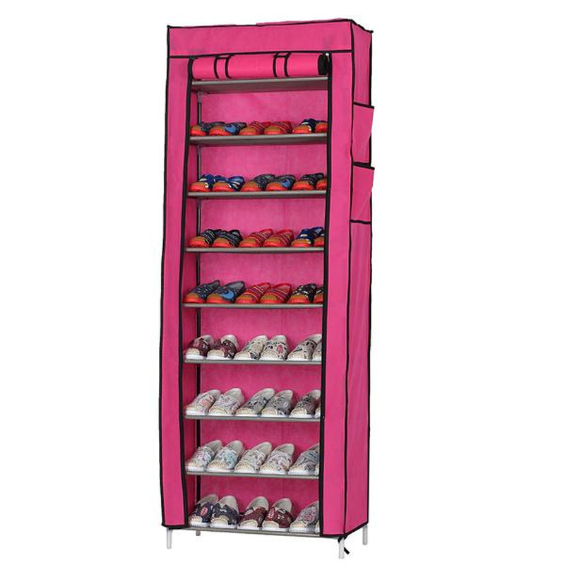 Room-Saving 10-Layers 9 Lattices Non-Woven Fabric Shoe Rack