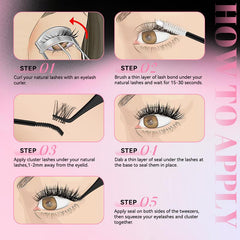 Ucoolme Lashes Cluster Bond & Seal & Remover for Girls Waterproof Longlasting Makeup 3In1 Glue