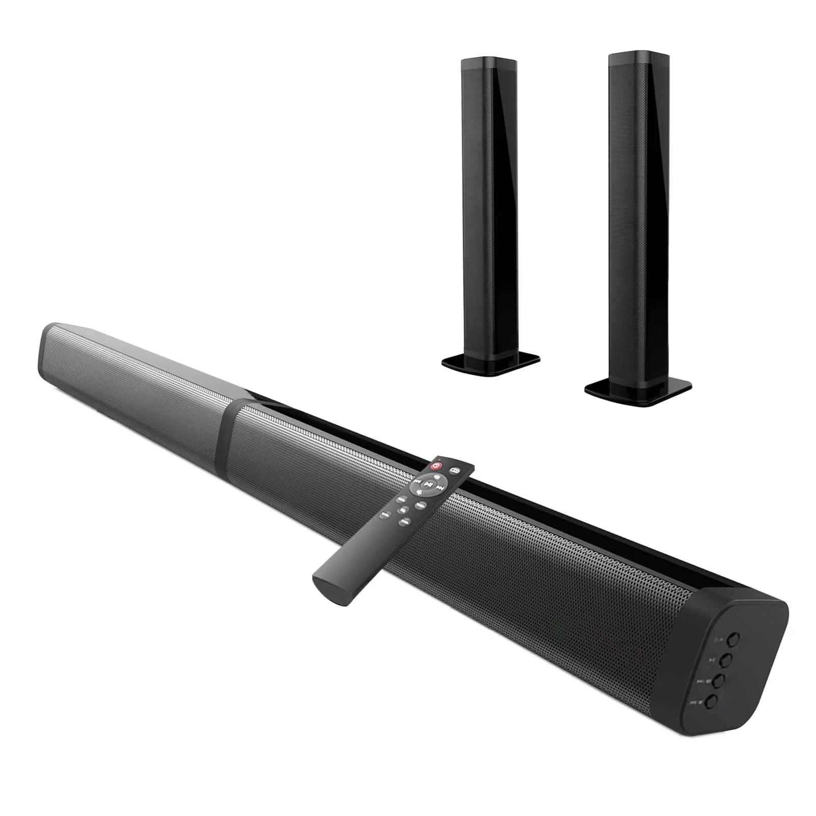 2 in 1 Separable Sound Bars for TV, Bluetooth 5.0 Surround Sound System for TV Wireless Connect, 37 Inch Soundbar for Home Theater, Arc/Optical/Usb Cables & Remote TV Speakers, Wall Mountable