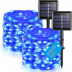 2-Pack Solar-Powered Copper Wire String Lights, 72 Feet (200 Leds), 8 Modes, Perfect for Outdoor Gardens, Parties, Weddings, Courtyards, Halloween, Christmas Decorations, Camping Essentials Fairy String Lights