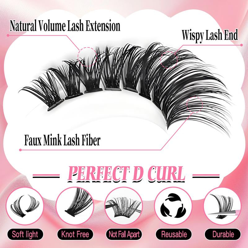 Lashes Lash Clusters Eyelashes Lash Clusters Extensions Kit Eyelash Extension Kit Eye Lashes, Lash Extension Kit Lashes Clusters Kitwispy Manga Lashes, Individual Lashes Eyelash Extension Lashes Halloween Makeup 30D40D50D, D Curl 9-16Mm Mixed Length