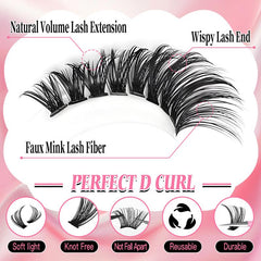 Lashes Lash Clusters Eyelashes Lash Clusters Extensions Kit Eyelash Extension Kit Eye Lashes, Lash Extension Kit Lashes Clusters Kitwispy Manga Lashes, Individual Lashes Eyelash Extension Lashes Halloween Makeup 30D40D50D, D Curl 9-16Mm Mixed Length