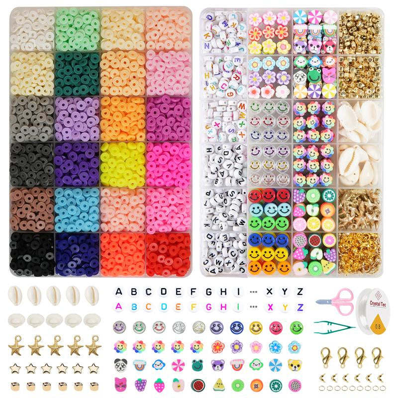 8500-Piece Clay Beads Jewelry Making Set with 24 Vibrant Colors, Including Alphabet Letter Beads & Decorative Charms. Perfect for DIY Craft Lovers, This Bracelet Kit Makes Great Gifts for Birthday Parties, Thanksgiving, Christmas & New Year.