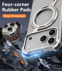 Oatsbasf Phone Case for Iphone 17 Pro/Pro Max/17 Air with 360 ° Rotatable Stand Metal Frameless Magsafe Protective Shockproof
