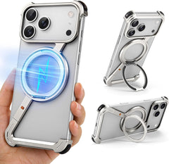 Oatsbasf Phone Case for Iphone 17 Pro/Pro Max/17 Air with 360 ° Rotatable Stand Metal Frameless Magsafe Protective Shockproof