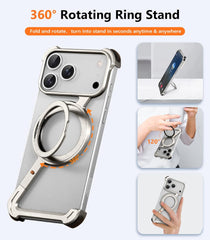 Oatsbasf Phone Case for Iphone 17 Pro/Pro Max/17 Air with 360 ° Rotatable Stand Metal Frameless Magsafe Protective Shockproof