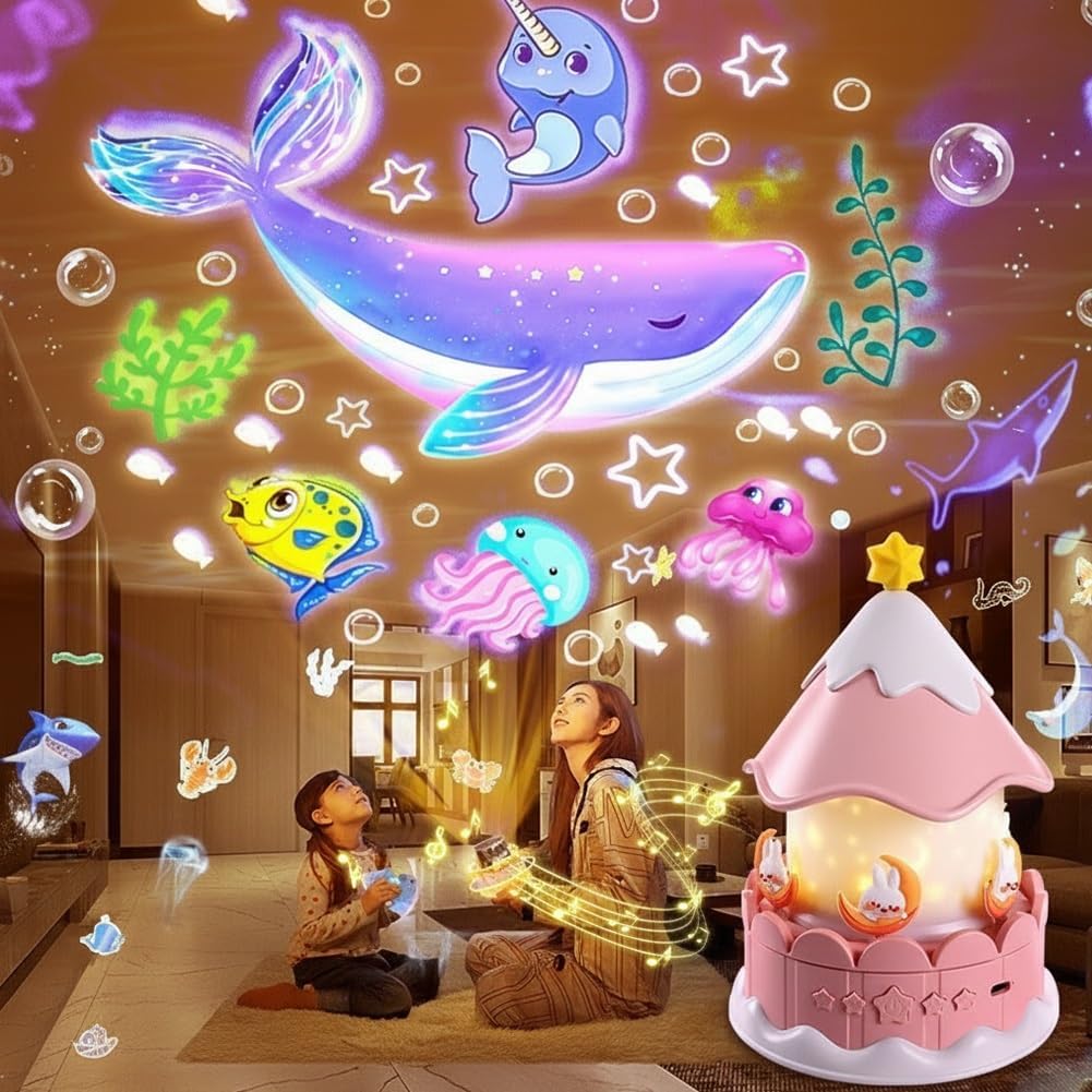 21 Sets of Films Projector Night Light for Kids, Star Projector for Bedroom, Ceiling, Kids Night Light with 360° Rotation Dimmable for Girls Boys, Birthday, Christmas, Nursery, Room Decor