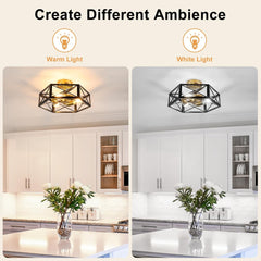 Kitchen Ceiling Light Fixtures - 3-Light Black Gold Ceiling Light Fixtures for H