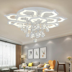 Modern Ceiling Light,Crystal Flush Mount LED Chandelier Ceiling Flower Lamp with Remote Control for Living Room,Bedroom,Hall,Dining Room,Etc.31.5″/72W/16 Heads…
