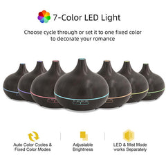 550Ml Aromatherapy Diffuser with 6 Essential Oils Wood Grain Ultrasonic Humidifier, Remote Control & 7 Color LED Light Ideal for Christmas, Birthday & Housewarming Air Purifier
