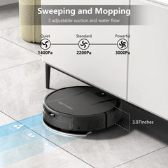 Robot Vacuum and Mop Combo, Vacuum Cleaner with 3000Pa Suction, 4400Mah Battery, App/Remote/Voice Control,Ideal for Pet Hair C2