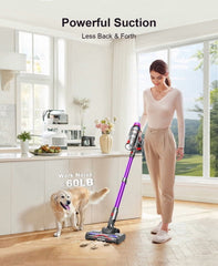 Cordless Vacuum Cleaner - 45000Pa 550W 55Mins 2600Mah Lightweight Stick Vacuum Cleaners for Home Pet Hair Carpet Floor Purple