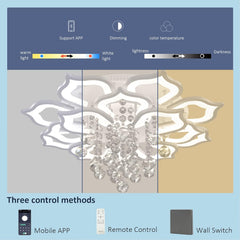 Modern Ceiling Light,Crystal Flush Mount LED Chandelier Ceiling Flower Lamp with Remote Control for Living Room,Bedroom,Hall,Dining Room,Etc.31.5″/72W/16 Heads…