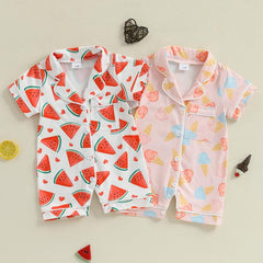 Infant Summer Pajamas for Newborns - Button Down Romper Sleepwear for Boys and Girls