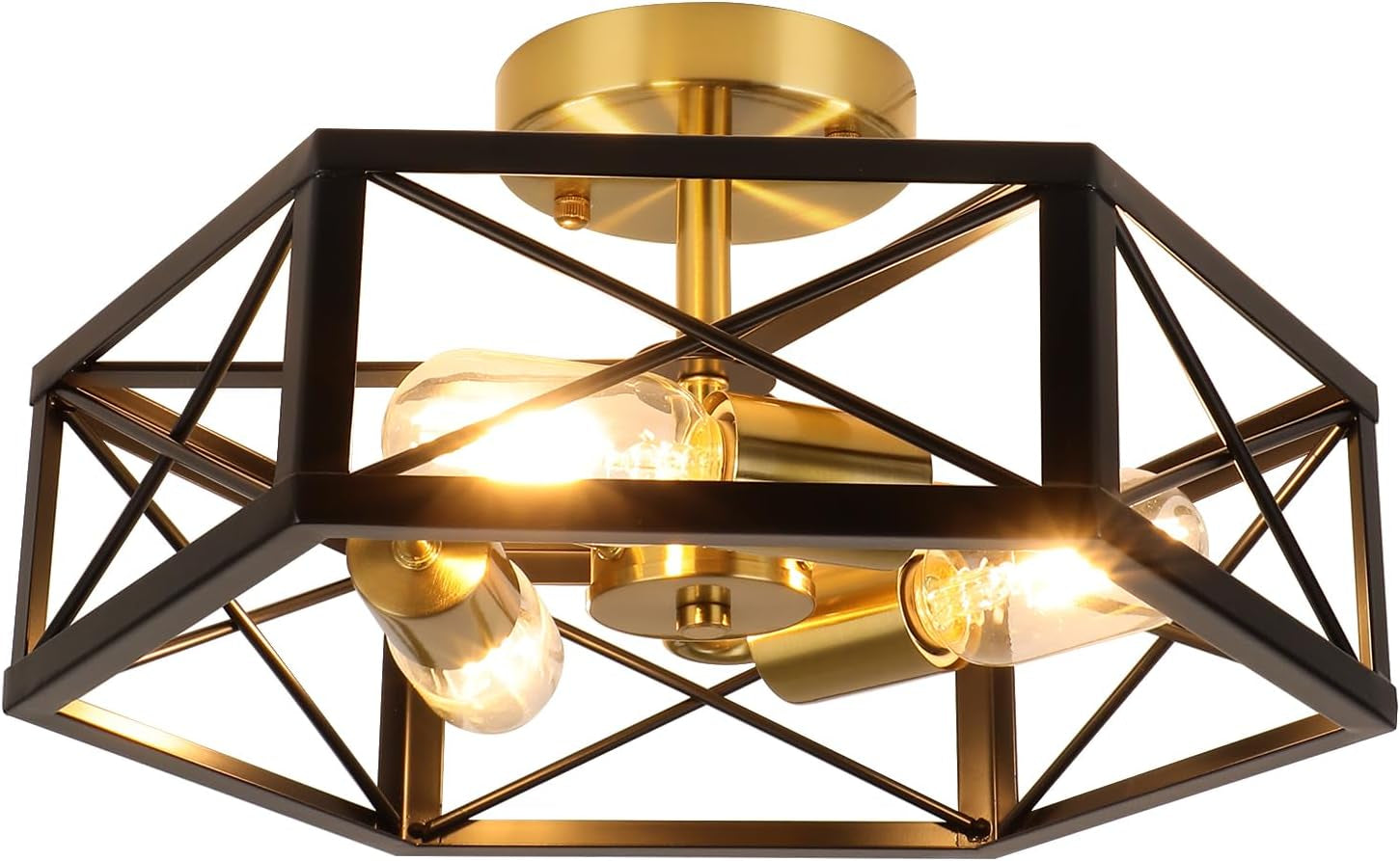 Kitchen Ceiling Light Fixtures - 3-Light Black Gold Ceiling Light Fixtures for H
