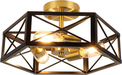 Kitchen Ceiling Light Fixtures - 3-Light Black Gold Ceiling Light Fixtures for H