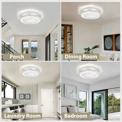 LED Kitchen Light Fixture for Ceiling Light Fixture,11 Inch Crystal Ceiling Light for Bathroom Hallway Living Room Dimmable 4000K Super Bright