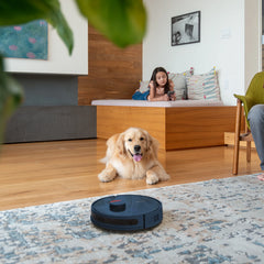 Dustin Wi-Fi Connected Self-Emptying Robot Vacuum and Mop, Navy