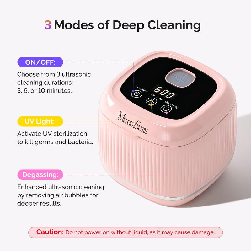 Melodysusie Ultrasonic Cleaner with Sterilization, 2-In-1 Machine for Manicure, Home & Salon