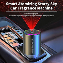 Smart Car Aromatherapy Diffuser 50ML Air Freshener with Starry Sky Effect 2025 Thanksgiving Gift 6.8X6.8X11.6Cm Solid Design Romantic Ambient Light Auto Start Stop Atomizing Fragrance Spray