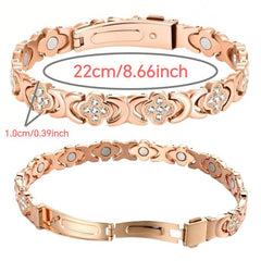 City Fashion Copper Bracelets for Women, Ultra Strength Magnetic Bracelet with 3800 Gauss Magnets & Sparkling Cubic Zirconia, Adjustable,Charm Bracelet Rhinestone Decorated Bangle