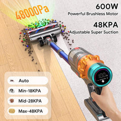 【2025 New Arrivals】S8 Cordless Vacuum Cleaners for Home, 8-In-1/65Min/600W/48Kpa Powerful Suction, Self-Standing Cordless Stick Vacuum Cleaner, Lightweight Anti-Tangle Rechargeable Vacuum for Floor/Carpet/Pet Hair/Car