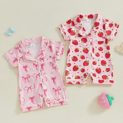 Infant Summer Pajamas for Newborns - Button Down Romper Sleepwear for Boys and Girls
