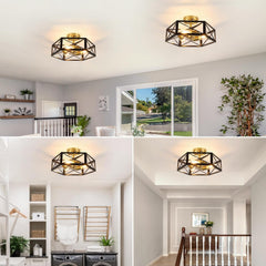 Kitchen Ceiling Light Fixtures - 3-Light Black Gold Ceiling Light Fixtures for H