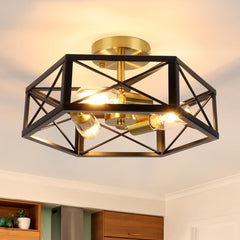 Kitchen Ceiling Light Fixtures - 3-Light Black Gold Ceiling Light Fixtures for H