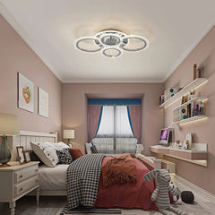 Modern Ceiling Light 58W Dimmable Flush Mount LED Ceiling Lamp 4 Rings Acrylic Ceiling Chandelier for Living Room Dining Room Bedroom,Chrome