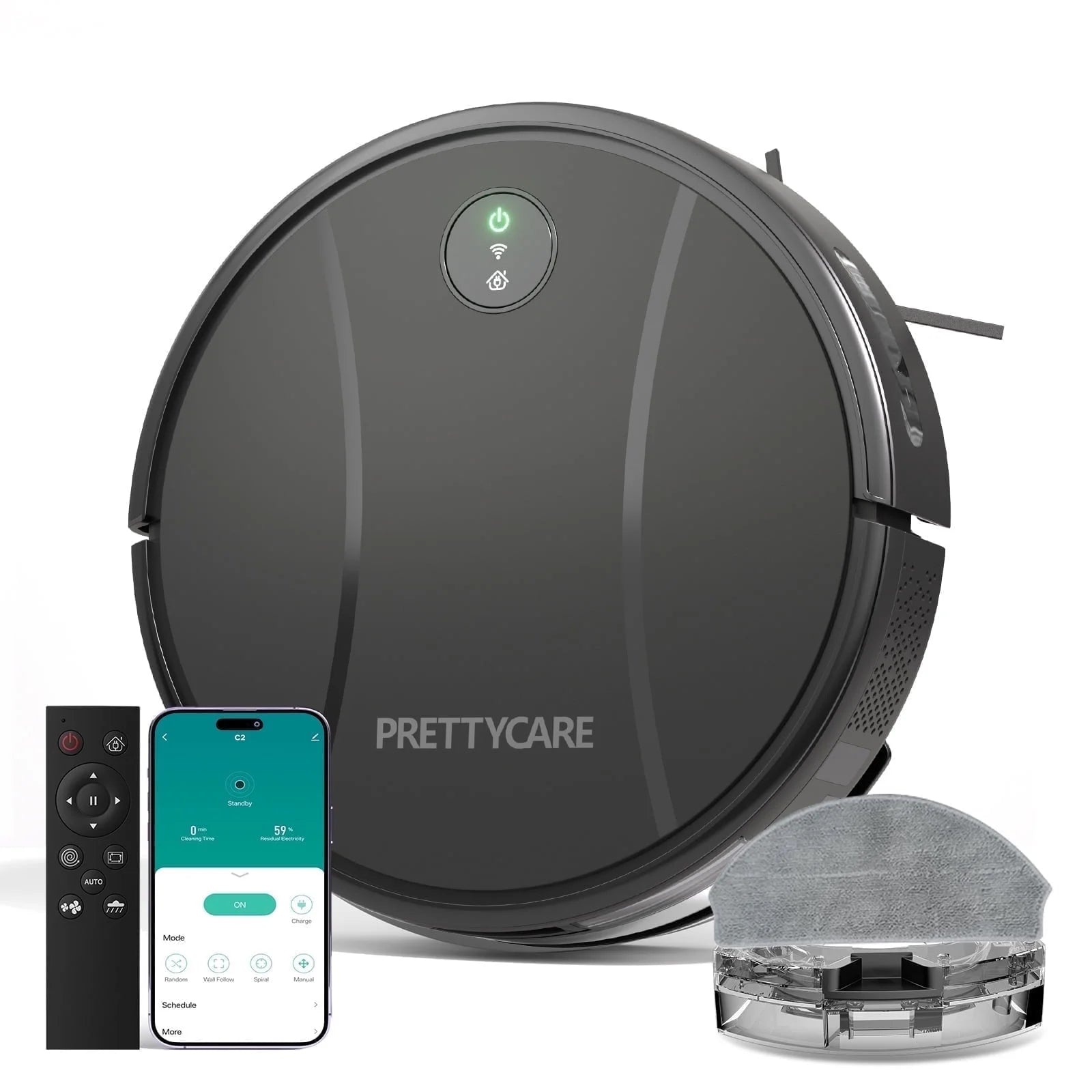 Robot Vacuum and Mop Combo, Vacuum Cleaner with 3000Pa Suction, 4400Mah Battery, App/Remote/Voice Control,Ideal for Pet Hair C2