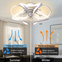 Acrylic Modern Smart Light Flush Mount Indoor, Outdoor Ceiling Fan with Remote Control