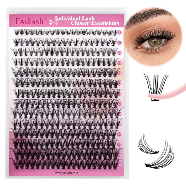 DIY Eyelash Extension Large Tray 10D 20D 30D 40D Cluster Lashes Mixed Tray Natural Long Mink Individual Lashes Reusable False Eyelashes Extension (20D-0.07-C, 8-16Mm)