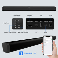 2 in 1 Separable Sound Bars for TV, Bluetooth 5.0 Surround Sound System for TV Wireless Connect, 37 Inch Soundbar for Home Theater, Arc/Optical/Usb Cables & Remote TV Speakers, Wall Mountable