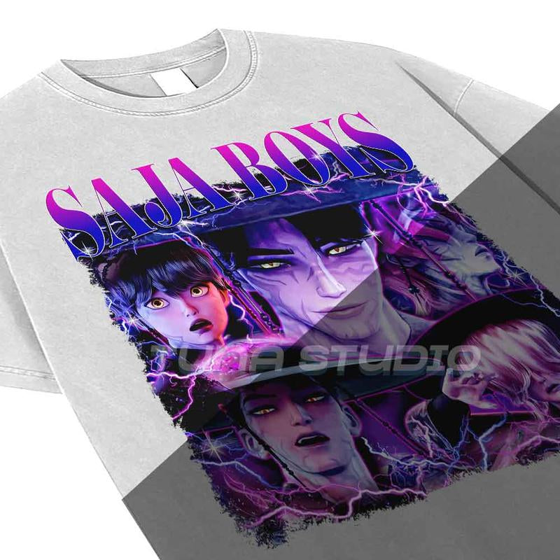 Saja Boys Kpop Demon Hunters Girl Dinner Shirt, Saja Boys Jinu Abs Mystery Romance Baby Korean T-Shirt Sweatshirt Hoodie Gift for Fan Fabric Top