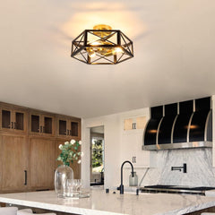 Kitchen Ceiling Light Fixtures - 3-Light Black Gold Ceiling Light Fixtures for H